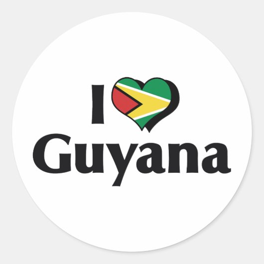 Ik hou van de vlag van Guyana Ronde Sticker (Voorkant)