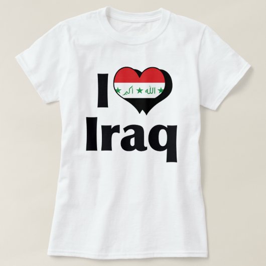Ik hou van de vlag van Irak T-shirt (Design voorkant)