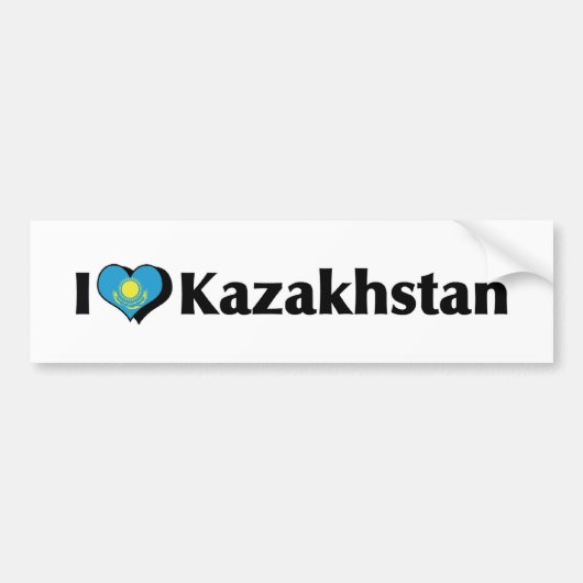 Ik hou van de vlag van Kazachstan Bumpersticker (Voorkant)