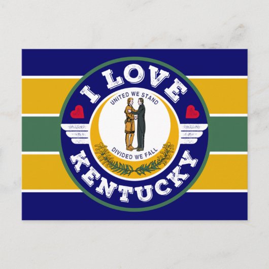 Ik hou van de vlag van Kentucky State Retro stripe Briefkaart (Voorkant)