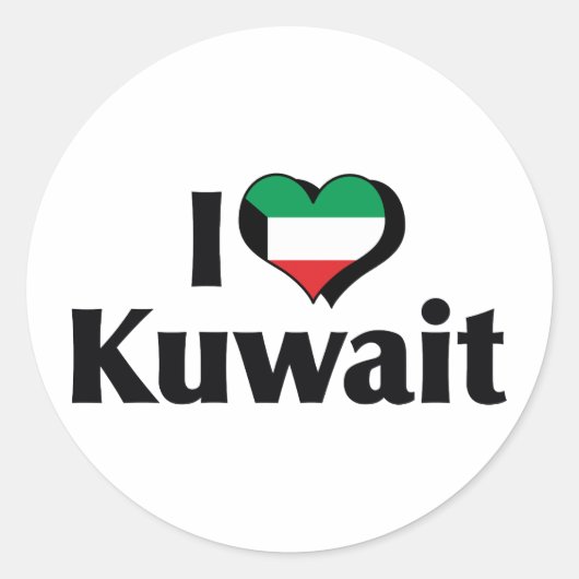 Ik hou van de vlag van Koeweit Ronde Sticker (Voorkant)