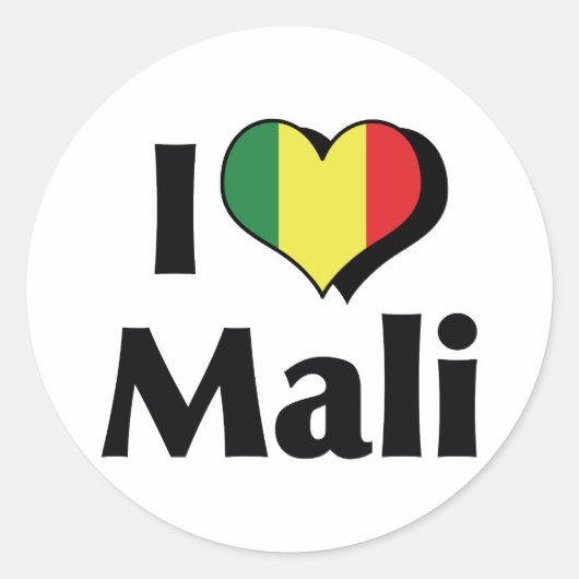 Ik hou van de vlag van Mali Ronde Sticker (Voorkant)