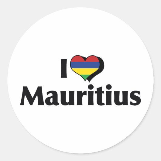 Ik hou van de vlag van Mauritius Ronde Sticker (Voorkant)