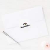 Ik hou van de vlag van Mauritius Ronde Sticker (Envelop)