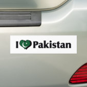 Ik hou van de vlag van Pakistan Bumpersticker (Op auto)