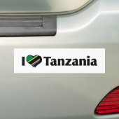 Ik hou van de vlag van Tanzania Bumpersticker (Op auto)
