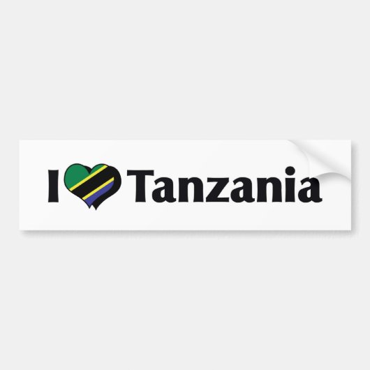 Ik hou van de vlag van Tanzania Bumpersticker (Voorkant)
