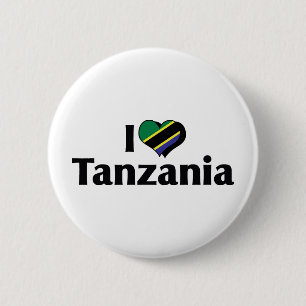 Ik hou van de vlag van Tanzania Ronde Button 5,7 Cm