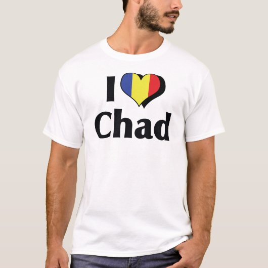 Ik hou van de vlag van Tsjaad T-shirt (Voorkant)