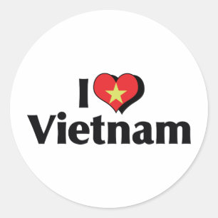 Ik hou van de vlag van Vietnam Ronde Sticker