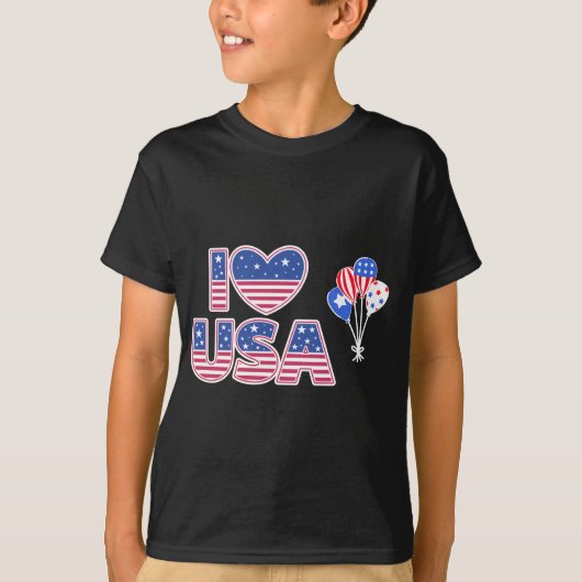 Ik hou van de VS - Hart van de patriottische Ameri T-shirt (Voorkant)