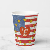 Ik hou van de VS - rood, wit, blauw polka-dot vlag Papieren Bekers (Achterkant)
