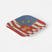 Ik hou van de VS - rood, wit, blauw polka-dot vlag Papieren Bordje (Gebogen)