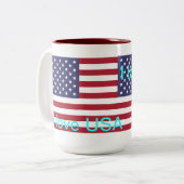 Ik hou van de VS Tweekleurige Koffiemok (Voorkant links)
