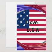Ik hou van de VS-werveling: Patriottisch hartkunst Briefpapier (Voorkant / Achterkant)