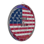 Ik hou van de VS-werveling: Patriottisch hartkunst Dartbord (Voorkant Links)