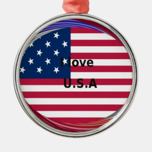 Ik hou van de VS-werveling: Patriottisch hartkunst Metalen Ornament