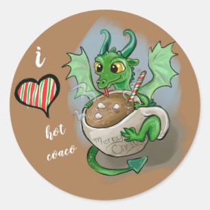 Ik hou van de warme Coaco Baby Dragon Kerstmis Mok Ronde Sticker