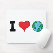 Ik hou van de wereld Happy Earth Clipart Cute Eart Muismat (Met muis)