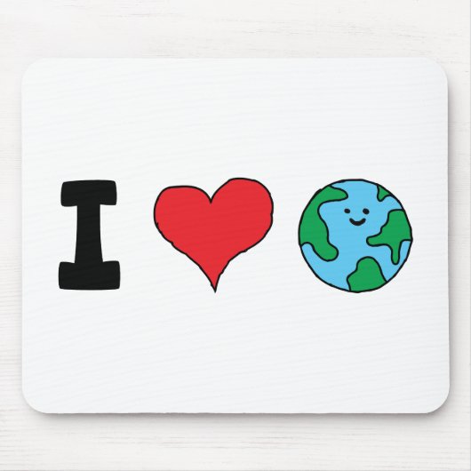 Ik hou van de wereld Happy Earth Clipart Cute Eart Muismat (Voorkant)