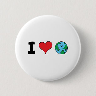 Ik hou van de wereld Happy Earth Clipart Cute Eart Ronde Button 5,7 Cm