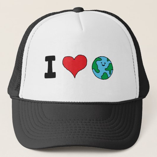 Ik hou van de wereld Happy Earth Clipart Cute Eart Trucker Pet (Voorkant)