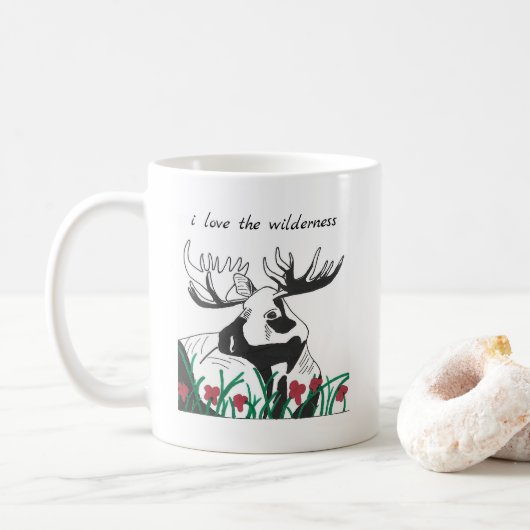 Ik hou van de wilde natuur Rustic Wildflower Moose Koffiemok (Met donut)