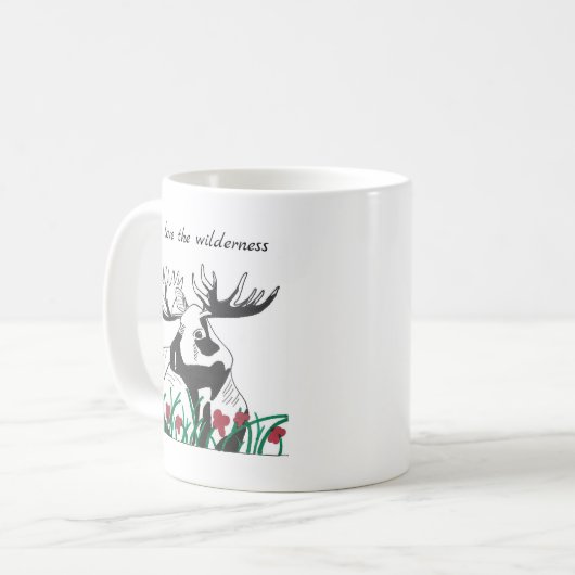 Ik hou van de wilde natuur Rustic Wildflower Moose Koffiemok (Voorkant links)