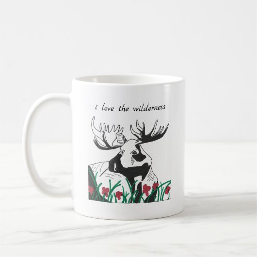 Ik hou van de wilde natuur Rustic Wildflower Moose Koffiemok (Links)