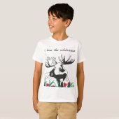 Ik hou van de wilde natuur Rustic Wildflower Moose T-shirt (Voorkant volledig)