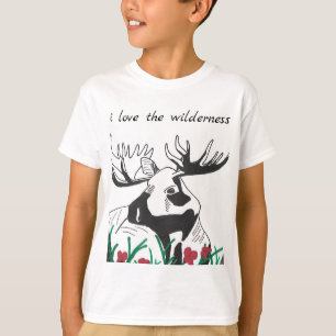 Ik hou van de wilde natuur Rustic Wildflower Moose T-shirt
