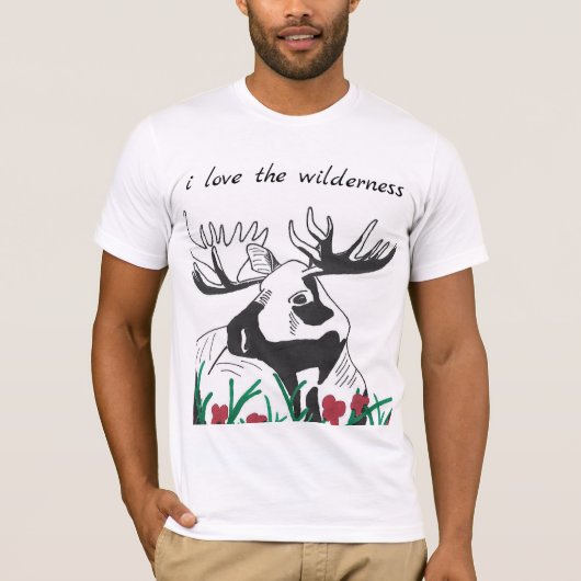 Ik hou van de wilde natuur Rustic Wildflower Moose T-shirt (Voorkant)