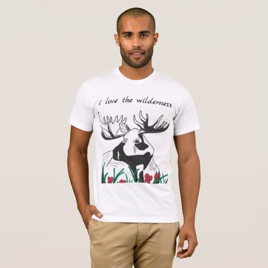 Ik hou van de wilde natuur Rustic Wildflower Moose T-shirt (Voorkant volledig)