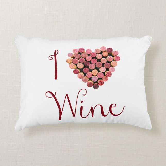 Ik hou van de Wine Accent Pillow Kussen (Voorkant)