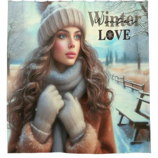 Ik hou van de winter douchegordijn (Voorkant)