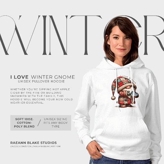 Ik hou van de winter gnoom unisex trui hoodie