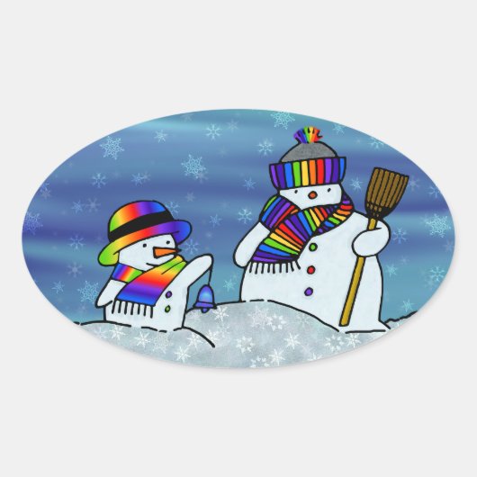 Ik hou van de winter! ovale sticker (Voorkant)