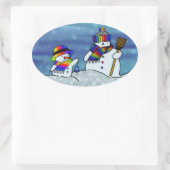 Ik hou van de winter! ovale sticker (Tas)