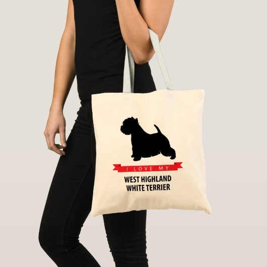 Ik hou van de witte terrier Canvas tas in Mijn Wes (Voorkant (product))