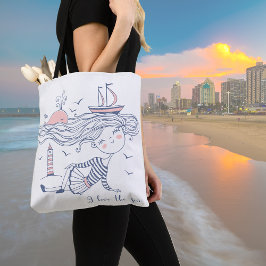 Ik hou van de Zee Whimsical Nautical Canvas tas
