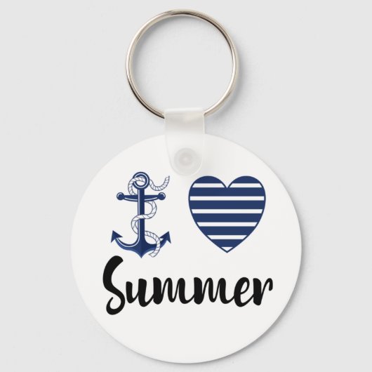 Ik hou van de zomer, de anker en het hart sleutelhanger (Voorkant)