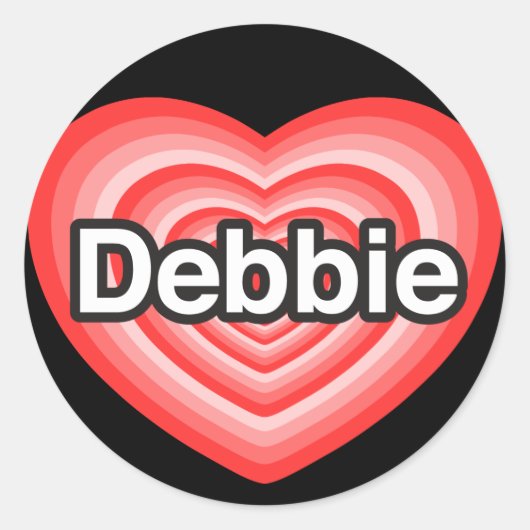 Ik hou van Debbie. Ik hou van je Debbie. Hart Ronde Sticker (Voorkant)