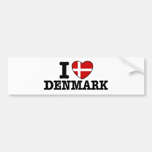 Ik hou van Denemarken Bumpersticker (Voorkant)