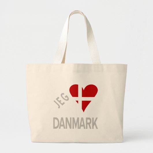 Ik Hou Van Denemarken Grijs Grote Tote Bag (Voorkant)