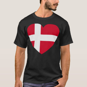 Ik hou van Denemarken hartvormige Deense vlag T-shirt