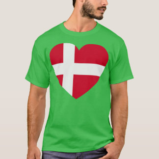 Ik hou van Denemarken hartvormige Deense vlag T-shirt