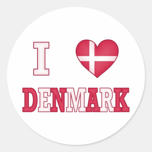 Ik hou van Denemarken Ronde Sticker (Voorkant)
