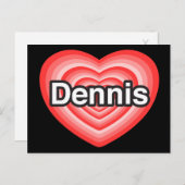 Ik hou van Dennis. Ik hou van je Dennis. Hart Briefkaart (Voorkant / Achterkant)