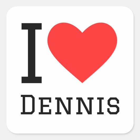 Ik hou van dennis vierkante sticker (Voorkant)