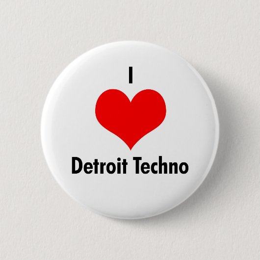 Ik hou van 'detroit' techno ronde button 5,7 cm (Voorkant)